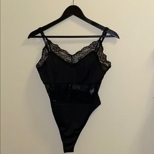 Never worn! Mendocino Black lace body suit